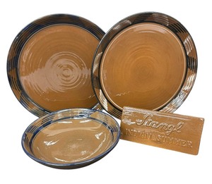 lot 230 image: Vintage Stangl Pottery Indian Summer Plates, Bowl and Name Plate