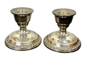 lot 47C image: Pair of Vintage La Pierre Sterling Silver Candle Holders