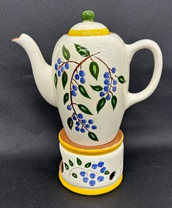 lot 137C image: Vintage Mid Century  Stangl Blueberry Coffee Pot with Warmer