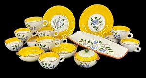 lot 66 image: Stangl Pottery Blueberry Platter, Plates, Bowls and Cups
