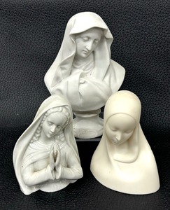 lot 197C image: Three Vintage Virgin Mary Bust Style Figurines
