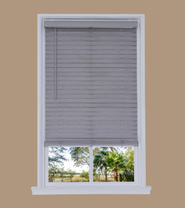 lot 25 image: 2 Faux Wood Widow Blind Grey - 34 x 64