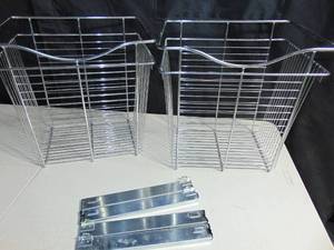 lot 80 image: 2 Pack Heavy Duty Closet Wire Pull out Basket for 18 Inch Cabinet Opening Width, Full Extension Side-Mounted