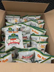 lot 162 image: 2 bck - Case of 54 Old Dutch Gourmet White Popcorn Bags - Best Before 11-Mar-24