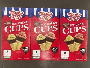 lot 206 image: KS 4 - Joy Chocolatey Dipped Ice Cream Cups - 3 Packs of 12 - 3.5 oz Each