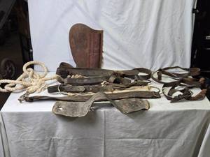 lot 7 image: Vintage Horse Tack Collection with Leather and Rope Accessories