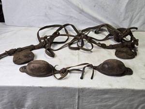 lot 8 image: Antique Leather Horse Blinders with Straps