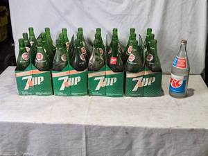 lot 15 image: Collection of Vintage 7-Up Bottles and 1 RC Cola Bottle