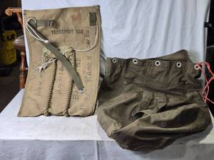 lot 23 image: Vintage Military Transport Bags - Set of 2 Canvas Bags