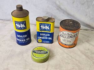 lot 27 image: Spencer Kellogg Linseed Oil, Challenger Putty Glaze, Watkins Menthol Ointment - All have some in them
