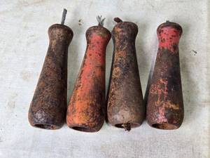 lot 32 image: Set of 4 Vintage Rusty Elevator Weights or Handles