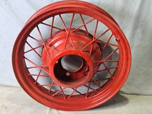 lot 34 image: Used Vintage Red Wire Spoke Wheel - 19 Diameter