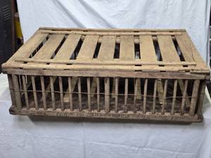 lot 50 image: Vintage Wooden Chicken Crate by J.J. Jonesboro, 36 x 22 x 10