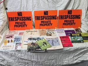 lot 75 image: Vintage Hunting and Firearms Literature with No Trespassing Signs