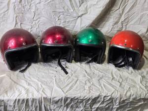 lot 93 image: Lot of 4 Vintage Motorcycle Helmets and 2 Face Shields