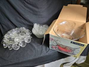 lot 106 image: 3 Different Punch Bowls and Cups