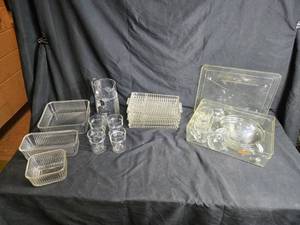 lot 115 image: Glassware and Storage Containers with Decorative Serving Dish