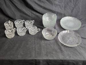 lot 128 image: Glass Cups and Assorted Glass Bowls and Plates
