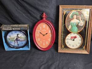 lot 170 image: 3 Wall Clocks - Duck, Pepsi and Other