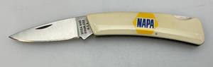 lot 153 image: Vintage Double Blade Utica Brand  Pocket Knife With NAPA Auto Parts Advertisement