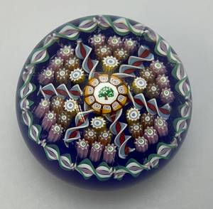 lot 164 image: EST. $100.00 - $250.00 Vintage Perthshire Art Glass Paperweight Twists And Millefiori (NIB)