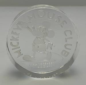 lot 176 image: Vintage Large 3 Round  Leaded Crystal Limited Edition Signed 1525 Mickey Mouse Club Collectible Paperweight (NIP)