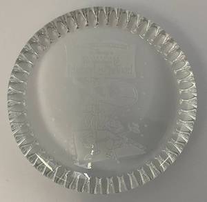 lot 177 image: Vintage Disney Large 3 34 Round  Leaded Crystal 50 th Anniversary  The Adventures Of Ichabob & Mr. Toad  Collectible Paperweight (NIP)