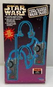 lot 9 image: 1997 STAR WARS Rebel Alliance Long Range Walkie Talkies (NOB) Box Shows Signs Shelf Wear