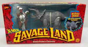 lot 26 image: 1997 Toy Biz Marvel Comics X-Men Savage Land (Savage Storm & Cossus) NIB Packaging Shows Signs Of  Wear