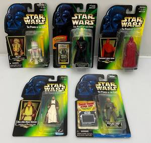 lot 28 image: 1996, 97, 98  STAR WARS Power Of The Force Action Figures (NIB) Packaging Shows Signs Of Wear