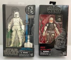 lot 34 image: STAR WARS The Black Series Bobba Fett & Dengar (NIB) Packaging Shows Signs Of Wear
