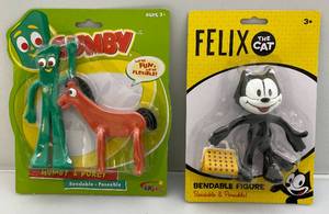 lot 41 image: Misc. Bendable Poseable Figures Including Felix The Cat & Gumby (NIB)