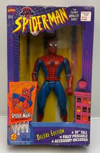 lot 45 image: 1994 Toy Biz 10 Tall Spiderman Deluxe Edition Action Figure (NIB) Packaging Shows Signs Of  Wear