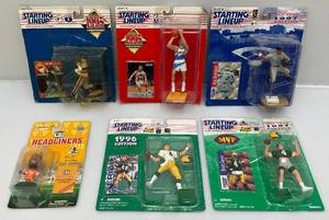 lot 61 image: Misc. 1990s Starting Lineup Action Figures (NIB) Packaging Shows Signs Of Shelf Wear