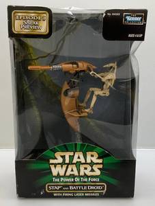 lot 72 image: Stap & Battle Droid STAR WARS Episode I Sneak Preview Power Of The Force Kenner 1998  Packaging Show Signs Shelf Wear