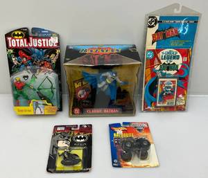 lot 90 image: Misc. Vintage BATMAN Collectibles Including Action Figures & More (NIB)  Packaging Shows Signs Of Shelf Wear