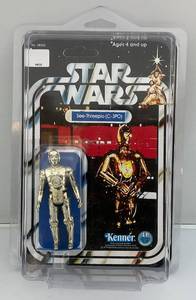 lot 96 image: 1977 STAR WARS See-Threepio (C-3PO) Recarded On Reprinted Card (In Protective Case)