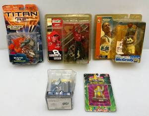 lot 99 image: Misc. Collectible Action Figures (NIB) Packaging Shows Signs Of Shelf Wear (Some Have Yellowed Plastic)