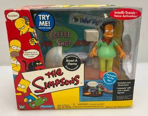 lot 105 image: The SimpsonsInteractive Bowl-A-Rama Enviroment With Intelli-Tronic Voice Activation Exclusive Pin Pal Apu (NIB) Packaging Shows Signs Of Shelf Wear