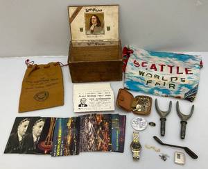 lot 203 image: Misc. Vintage Collectibles Including Penn Cigar Box & More
