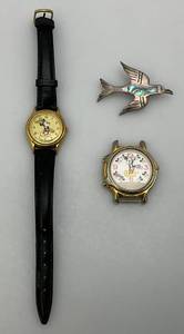 lot 270 image: Misc. Mickey Mouse Collectible Watches With Mexican Silver Bird Brooch