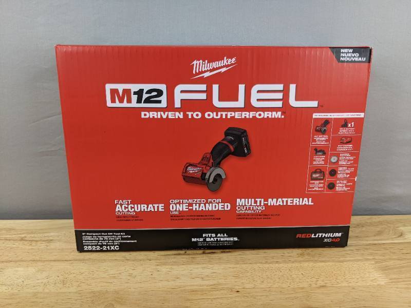 lot 14D image: Brand New Milwaukee M12 FUEL 3 in. Compact Cut Off Tool Kit $249 Retail O