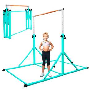 lot 110 image: PreGymnastic Foldable Gymnastics Bar for Training for Kids Ages 3-12 Years Weight Limit 300 lbs. Teal B