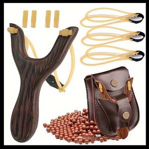lot 16L image: Brand New Premium Solid Wood Slingshot Set with Carrying Case N