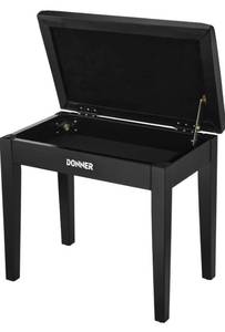 lot 122 image: Brand New Donner Piano Bench with Storage $79.99 Retail B