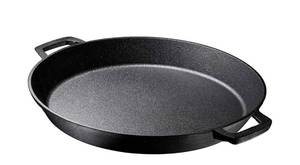 lot 124 image: New Bruntmor Pre Seasoned Cast Iron 16 inch Skillet Dual Large Loop Handles $49.99 Retail B