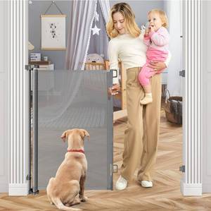 lot 132 image: New Betertek 42 Inch Extra Tall Retractable Baby Gate 55 Wide $67.13 Retail B