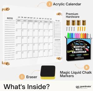 lot 142 image: Brand New Large Oversize Crystal Clear Acrylic Wall Calendar Dry & Erase Board B