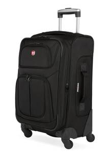 lot 160 image: Brand New SwissGear Sion Softside Expandable Luggage, Black, Checked-Medium 25-Inch $129.99 Retail B