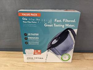 lot 133 image: Brand New Aqua Optima 6-Cup Water Filter Pitcher Bundle Pack B